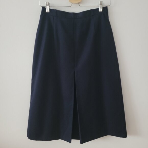 Vintage Aquascutum 100% Wool High-Waisted A-Line Skirt with Pleat-UK Size 10 - Picture 1 of 12